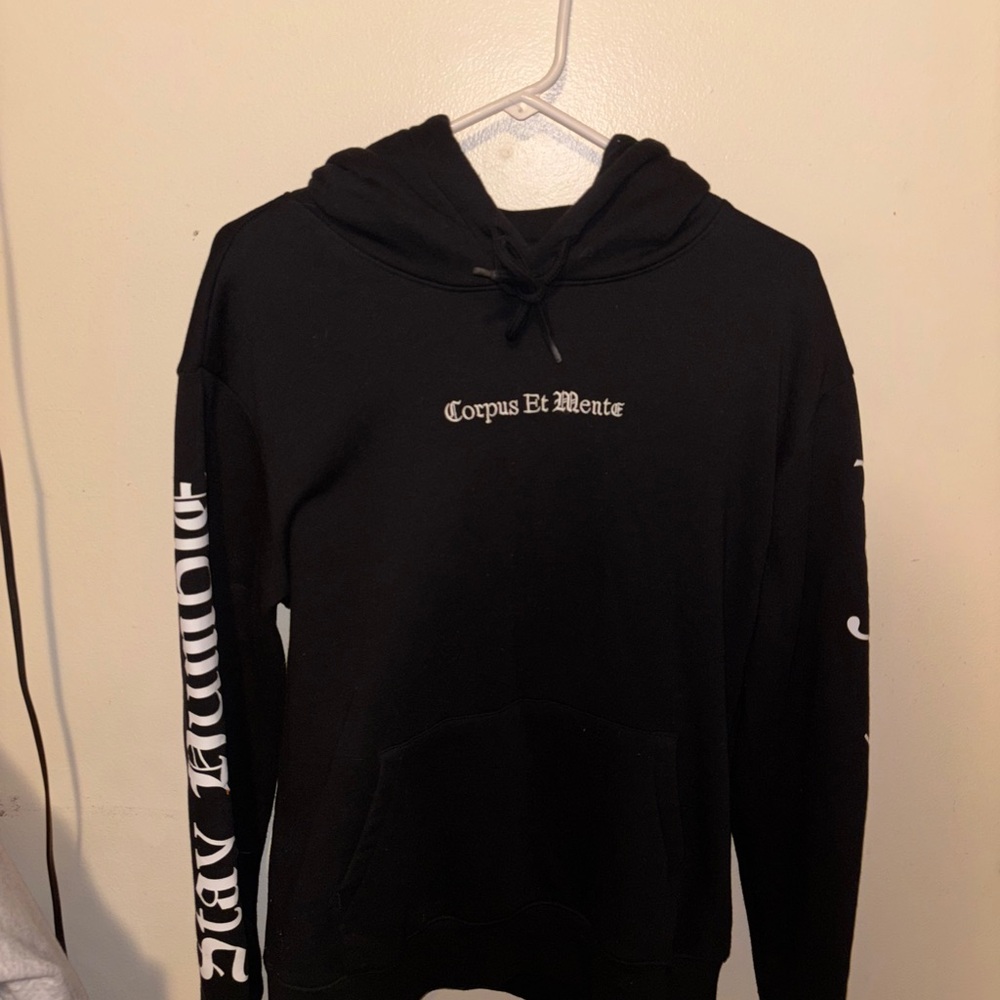 H&M Black Hoodie with White Text